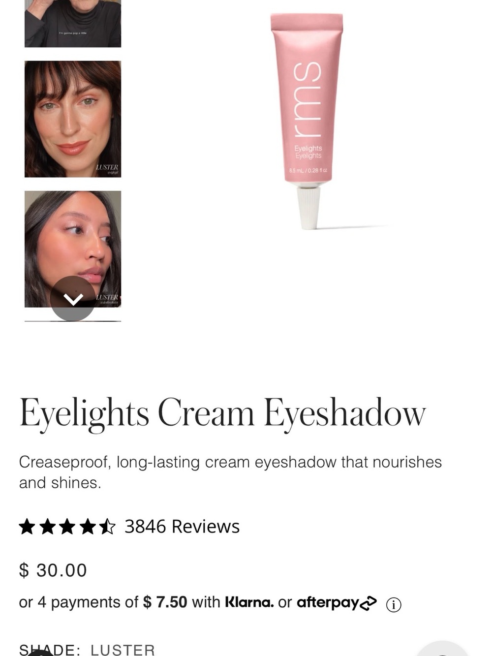 RMS eyeshadows lustre